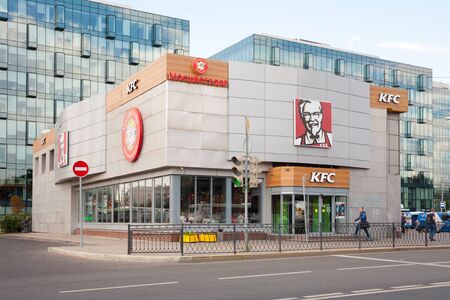 MOSCOW, RUSSIA - July 13, 2018: KFC restaurant building on Leningradskoye Highway. This building is...