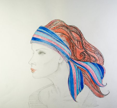 the drawing of clothes colored pencils on paper. fashionable clothes, sketches on paper.の写真素材