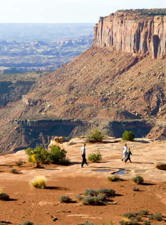 Mom and her two kids hike the high countryの写真素材