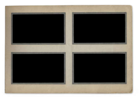 Vintage photograph album page with space for your pictures-isolated on white backgroundの写真素材