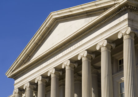 The Treasury Department, a landmark building in Washington, DCの写真素材
