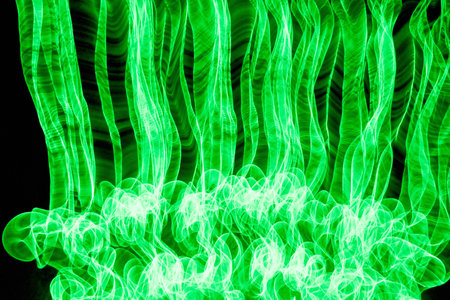EL Wire Green Light Painting using a long shutter speedの写真素材