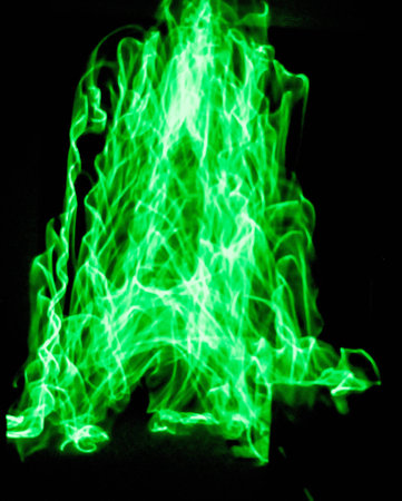 EL Wire Green Light Painting using a long shutter speedの写真素材