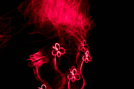 EL Wire Purple Light Painting using a long shutter speedの写真素材