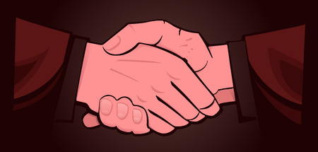 Hands together. Handshake of business people. Men shacking hands for insurance of licenseのイラスト素材