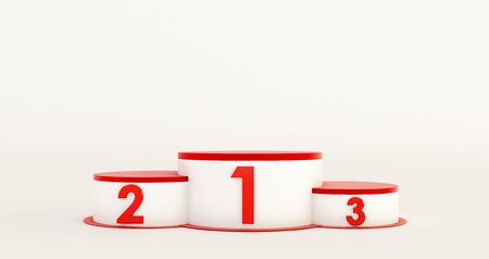3D rendering of winners Podium. First place award isolated on white backgroundの写真素材