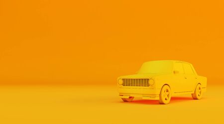 3D rendering of old car on colored background.  monochrome retro carの写真素材