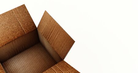 3D rendering of Opened Cardboard box isolated on a white background.の写真素材