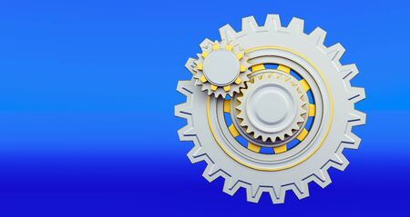 engine gear wheels, industrial background. 3d renderingの写真素材