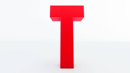 3D rendering of red Letter T. red letter collection Tの写真素材