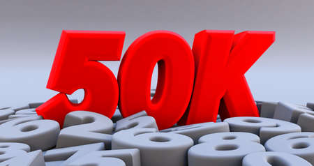 50k, 50000 followers thank you. 3d render for social network friends, followers, web user Thank you...