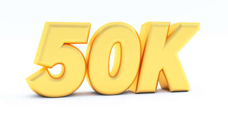 golden 50K, 50000 on a Black numbers background. 3D render. 50kの写真素材