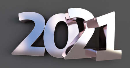 3D render of 2021 on white
