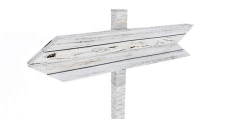 3D rendering of Empty wooden signpost isolated on white backgroundの写真素材