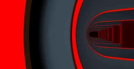 3d render of walkway arch, black hallway, Long tunnel with arches for product presentation