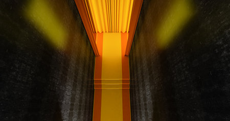 yellow carpet on the stairs, The path to glory, Stairway go up. Business success. Red velvet carpet....