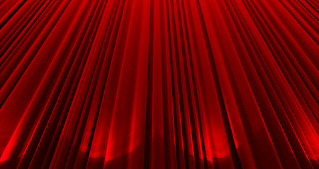 3D render of Awards show background with closed red curtains.