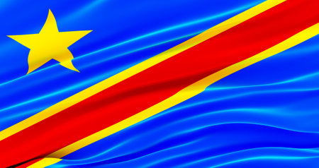 Waving Fabric Flag of congo, Silk Flag of congo. 3D render