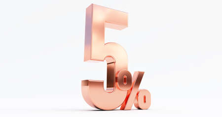 3D render of 1 percent off, bronze one percent isolated on a white background.