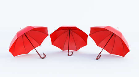 3d render of Unique red umbrella among many dark ones.の写真素材