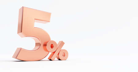 3d render illustration. bronze five percent on a white background.の写真素材