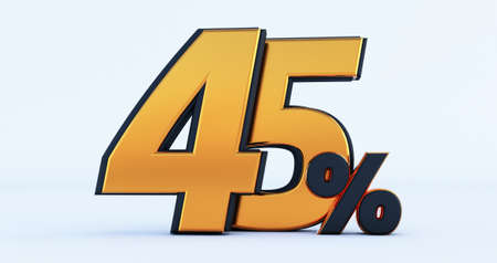 3d render of Discount forty-five 45 percent off isolated on white backgroundの写真素材