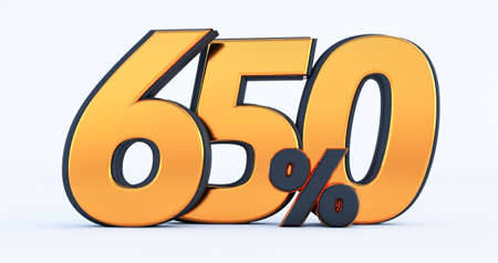 six hundred fifty 650% off on sale. Gold percent isolated on white background. 3d render of a Gold...