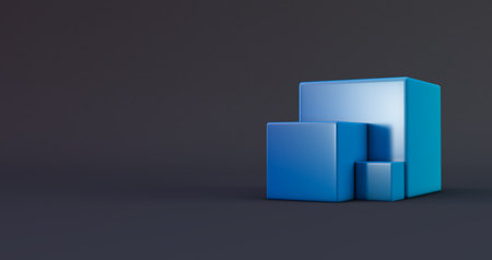 Abstract 3d render, modern geometric background design, 3d gradient cube background.の写真素材