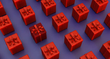 Set of gifts box. Surprise boxes. Celebration decoration objects. Isometric colorful square gift box...