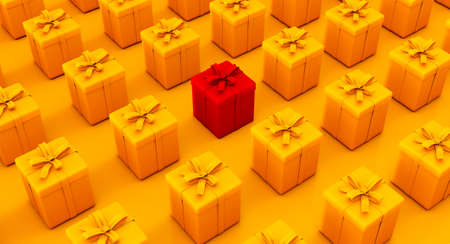 Set of gifts box. Surprise boxes. Celebration decoration objects. Isometric colorful square gift box set.の写真素材