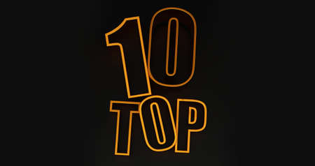 3d render of white Top 10 isolated on yellow background, Rating, top tenの写真素材