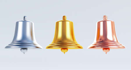 3d render of bronze bells, New Year celebration conceptの写真素材
