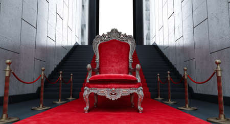 Throne of the kings, VIP throne, Red royal throne, 3d renderの写真素材