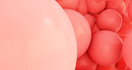 Falling pink soft spheres. random sizes balls. 3d rendering picture.の写真素材