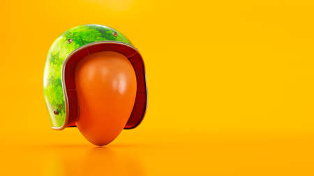 3d render of helmet as water-melon protect an egg, insurance concept,の写真素材