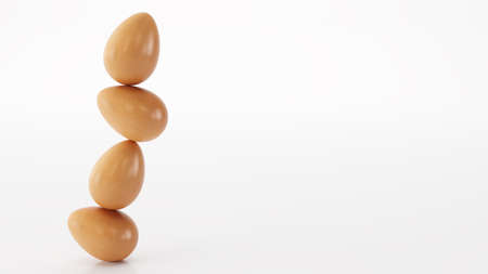 realistic eggs isolated on white background, 3d render