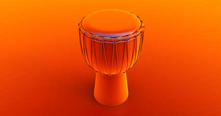 3d render of wooden drums with music note isolated on colored backgroundの写真素材