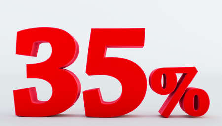 3d render of red fifteen percent isolated over white background,