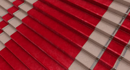 3D render of Staircase with red carpet, luxurious staircaseの写真素材