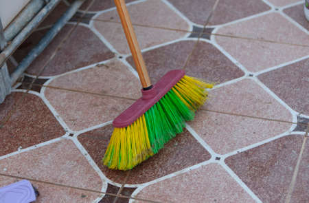 Cleaning broom, cleaning and housekeeping conceptの写真素材