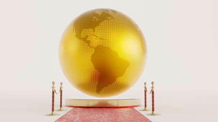 3D render of empty picture frame, Gallery Interior with empty frame on wall with curtain.の写真素材