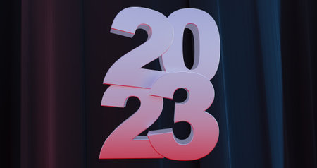 3d render of happy new year 2023 on dark background,