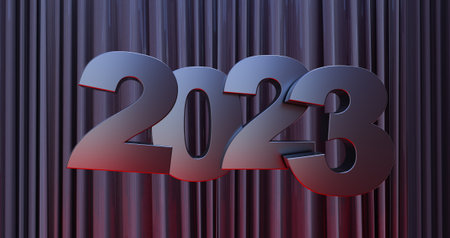 3d render of happy new year 2023 on dark background,