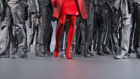 Group of colored businessman with one red leader. leadership concept, new ideas. 3d renderingの写真素材