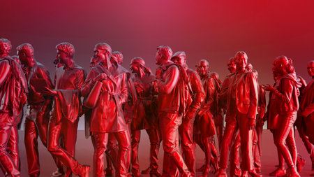 Group of colored businessman with one red leader. leadership concept, new ideas. 3d renderingの写真素材