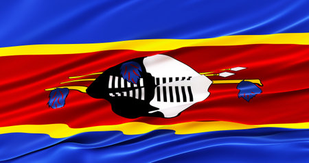 realistic waving fabric flag of Brunei, 3D renderの写真素材