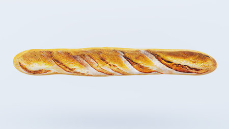 Fresh French baguette isolated on white background. breads isolated.の写真素材