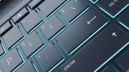 3D render of black keyboard, Closeup of laptop keyboard, backlit keyboard