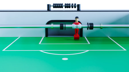 zoom on baby foot or baby soccer players , football table, 3d renderの写真素材