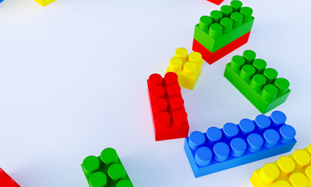 3d render of colorful toys isolated on white backgroundの写真素材